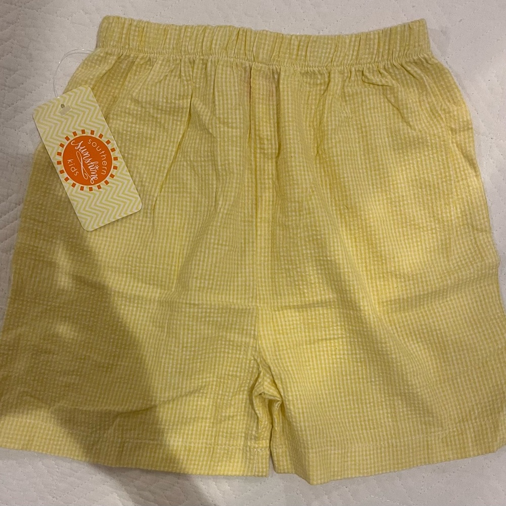 NWT Southern Sunshine Kids shorts, yellow seersucker size 6